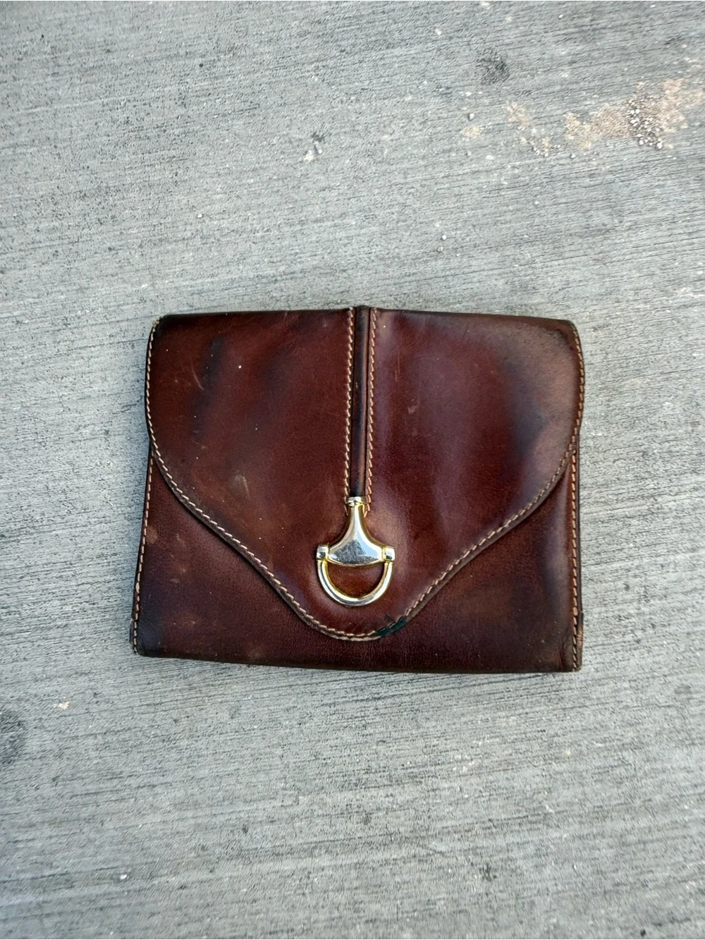 Gucci Brown Leather Men's Wallet with Gold-Tone Clasp